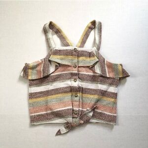 Madewell Texture & Threads women’s large striped button up front top tank top